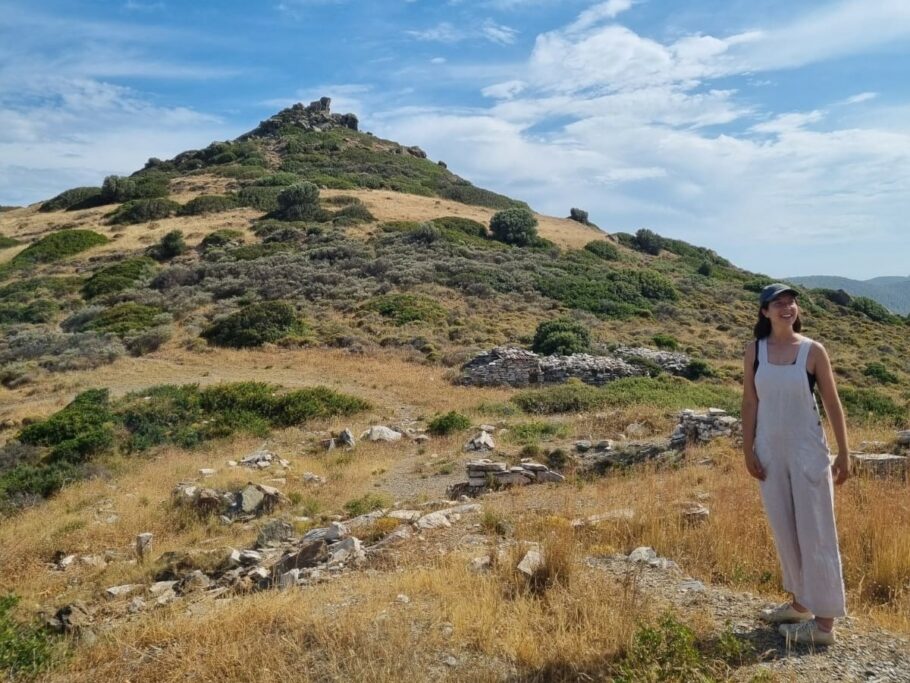 Rachel exploring the landscape at Thorikos